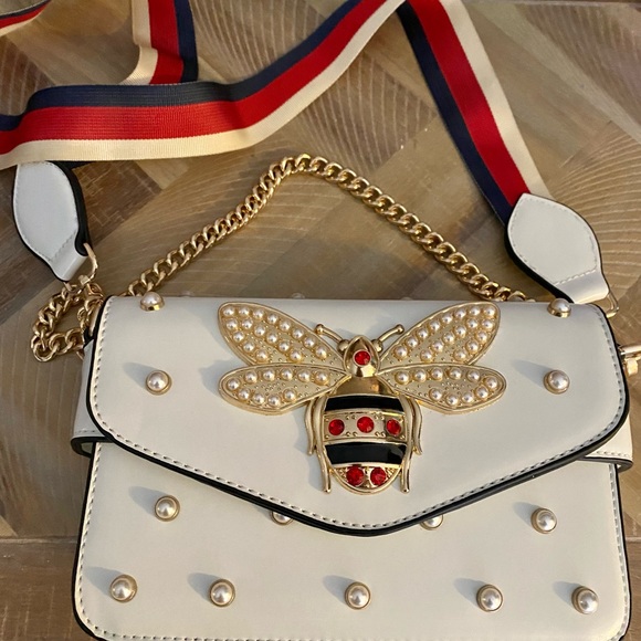 Handbags - Small purse 9.5 x 5.5 white with faux pearls